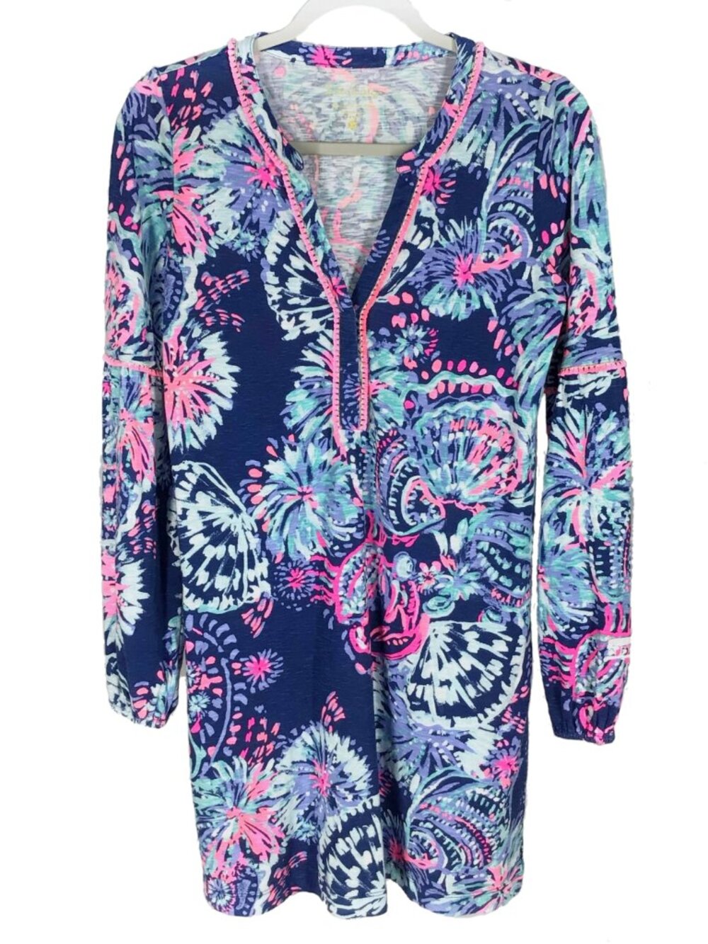 Lilly Pulitzer Joy Dress size Small S Deep Indigo Gypsea Girl Tassel Tunic Lily